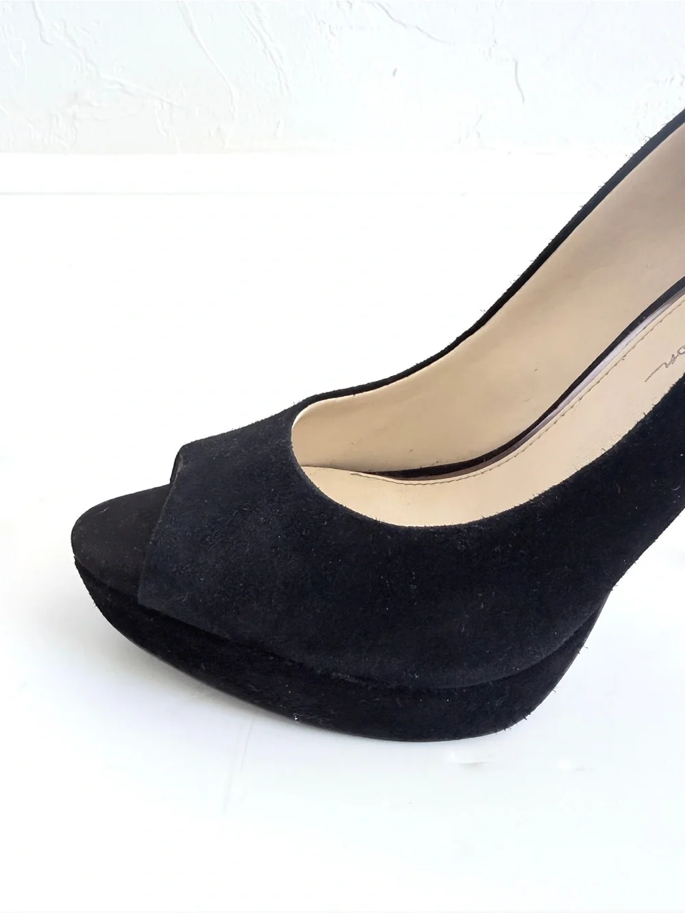 Jessica Simpson Kelli Peep Toe Platform Pumps, Black Suede, 9M 👠